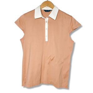 Astra Classic Cap Sleeve Polo Tee Peach Size Medium